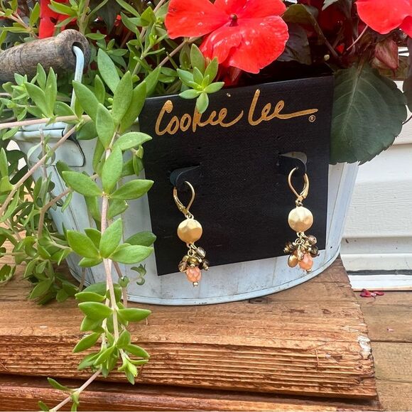 Cookie Lee Matte Gold Tone Beaded Boho Earrings - Picture 3 of 10